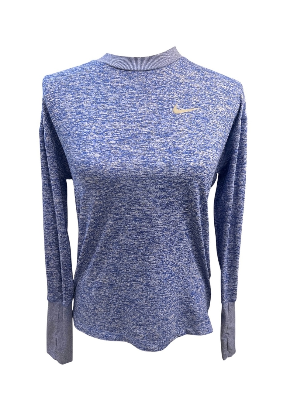 Nike Womens Dri-FIT Running Long Sleeve Shirt XS Purple Blue Heathered Thumbhole
